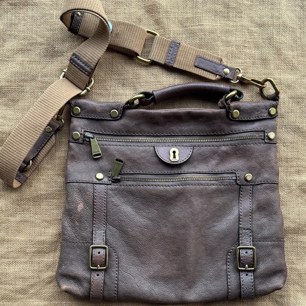 Fossil Rare Emily Crossbody Leather Bag Messenger Brown